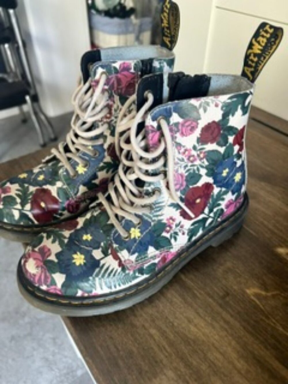 Dr. Martens Junior 1460 English Garden Leather Floral Lace-Up zippers Kids boots